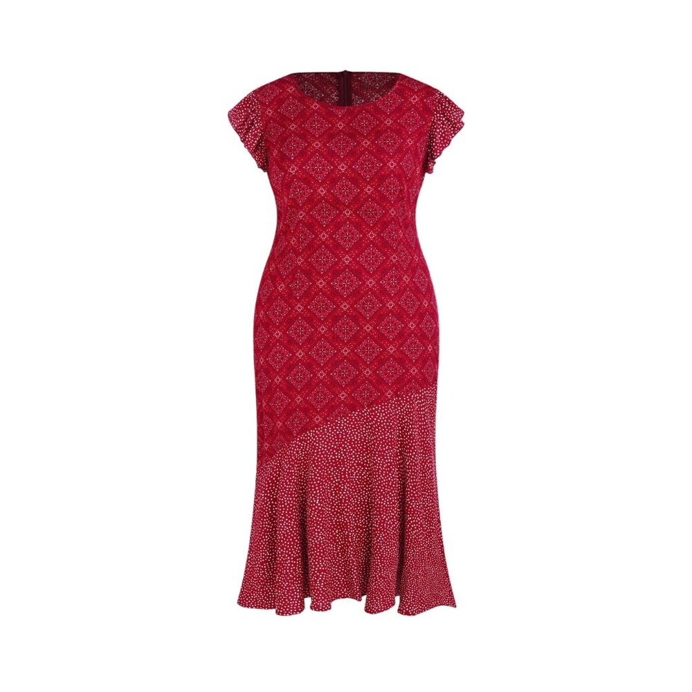 NWT Cider Plus 2XL Round Neckline Pasley Patched Eyelet Maxi Dress Curve Styling